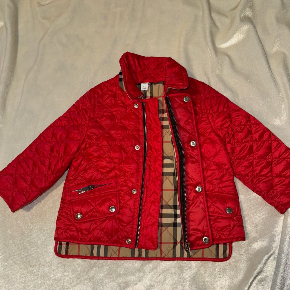 Burberry Red Quilted Kids Puffer Jacket
